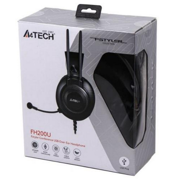 Навушники A4Tech Fstyler FH200U, Grey, мікрофон, USB, накладні, кабель 2 м  - 5
