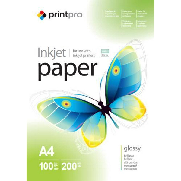 Фотопапір PrintPro, глянсовий, A4, 200 г/м², 100 арк (PGE200100A4)