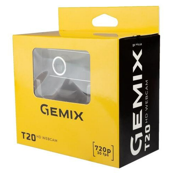 Веб-камера Gemix T20, Black, 1.3Mp, 1280x720/30 fps, мікрофон, USB 2.0, фіксований фокус, 1.5 м, багатофункціональний затискач (T20HD720P) - 3