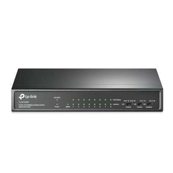 Комутатор TP-LINK TL-SF1009P, Black, 9-портовий, 10/100 Мбит/с, 8xPoE +, IEEE 802.3af/at