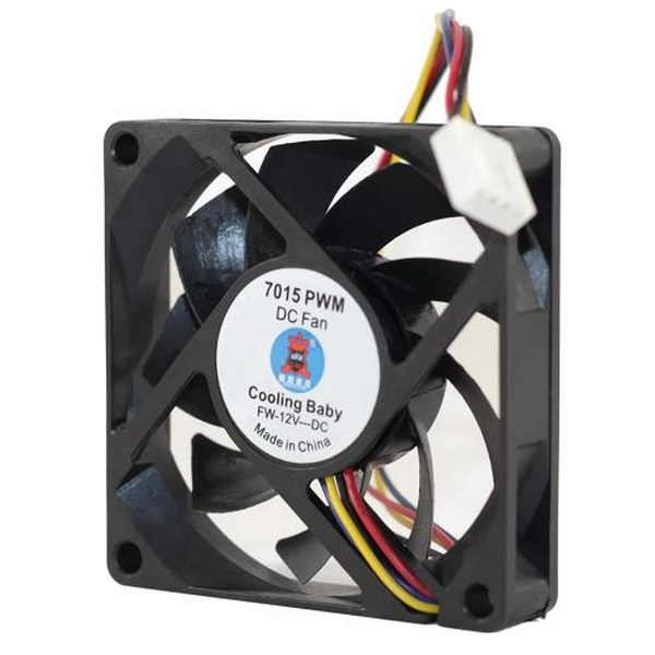 Вентилятор 70 мм, Cooling Baby 7015 PWM, Black, 70x70x15 мм, 600-3000 об/хв, до 24.3 дБ, 4-pin (PWM)