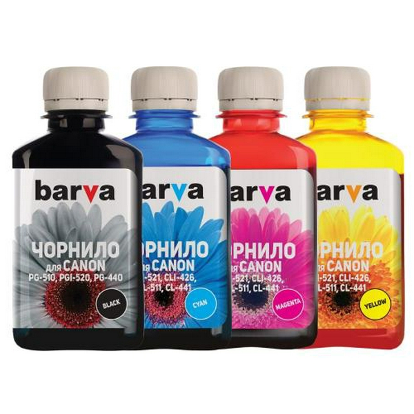 Комплект чорнил Barva Canon PG-440/445/510/512, CL-441/446/511/513, C/M/Y/K, 4 x 180 г чорнил (CPGI520-180-MP)