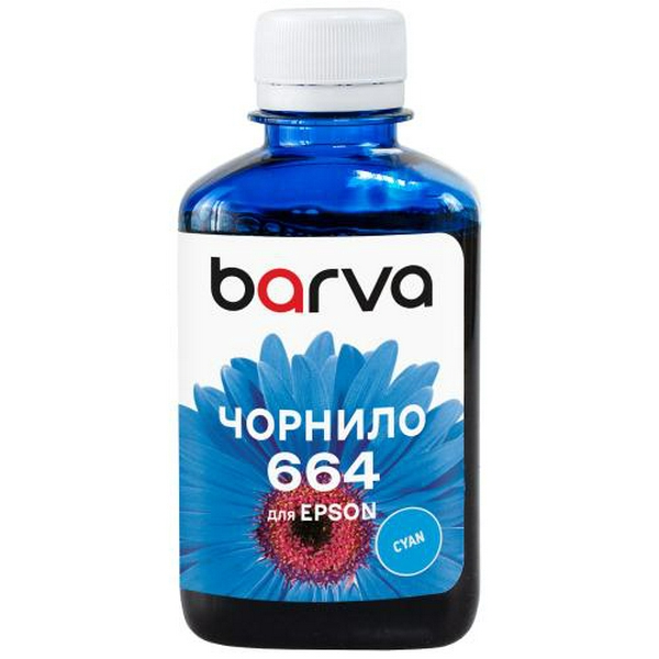 Чорнило Barva Epson 664, Cyan, для L100/L132/L200/L300/L350/L550/L1300/L3050/L3060/L3070, 180 мл, водорозчинне (L100-401)
