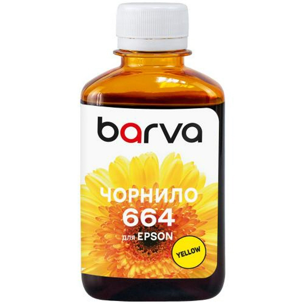 Чорнило Barva Epson 664, Yellow, для L100/L132/L200/L300/L350/L550/L1300/L3050/L3060/L3070, 180 мл, водорозчинне (L100-405)