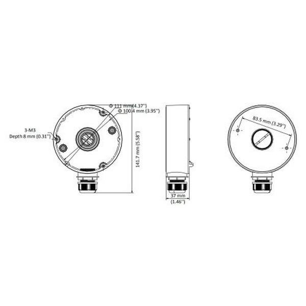 Розподільча коробка Hikvision DS-1280ZJ-DM18, White, Ф111 мм, до 4.5 кг, 150г - 2