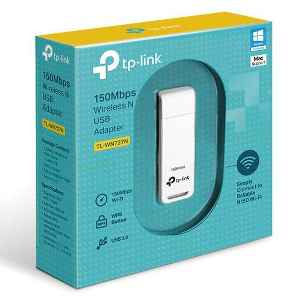 Мережевий адаптер USB TP-LINK TL-WN727N, White, до 150 Мбит/с, 802.11n, WPS, USB 2.0, вбудована антена - 3