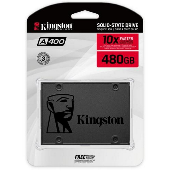 Твердотільний накопичувач SSD 480Gb, Kingston A400, SATA3, 2.5", 3D TLC, 500/450 МБ/с (SA400S37/480G) - 2