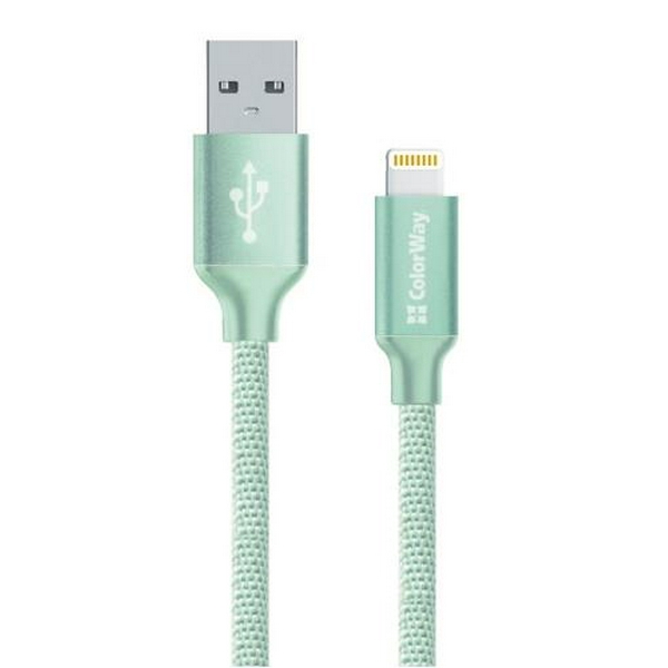Кабель USB AM - Lightning, 1 м, Mint, ColorWay, 2.1A (CW-CBUL004-MT)