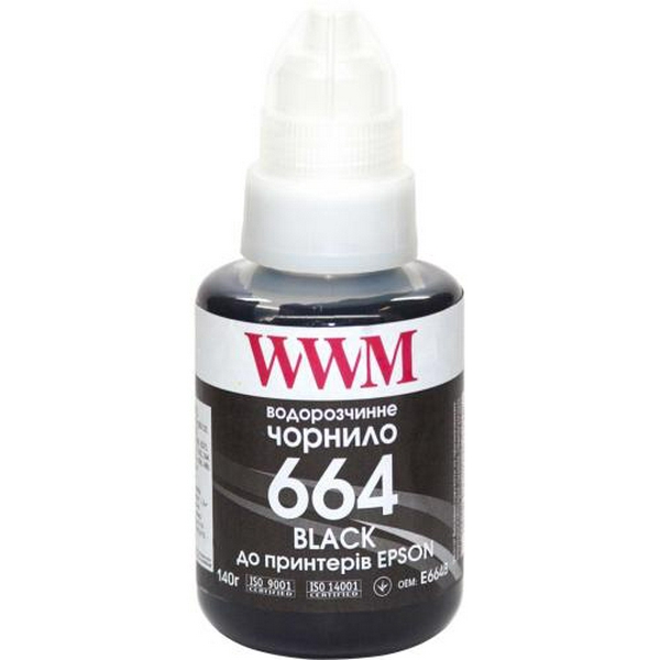 Чорнило WWM Epson L100/120/200/300/350/3100, Black, 140 мл, водорозчинне (E664B)
