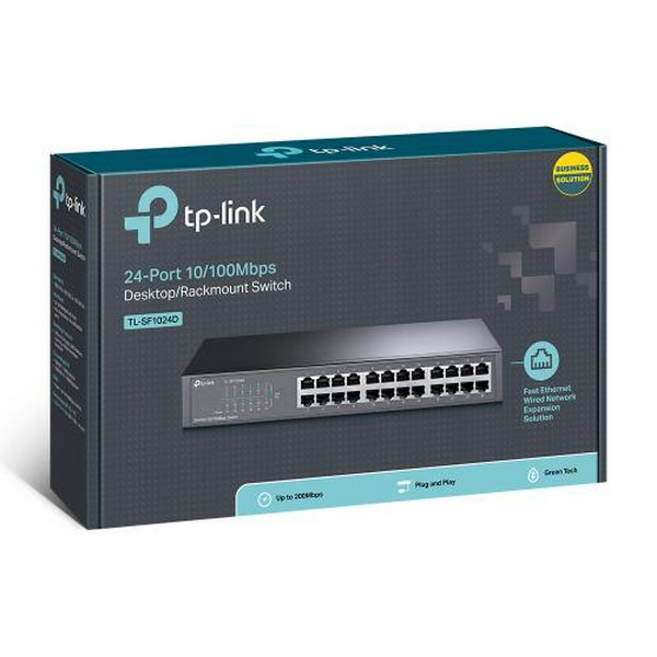 Комутатор TP-LINK TL-SF1024D, 24x10/100 Mb/s, металевий корпус, некерований - 4
