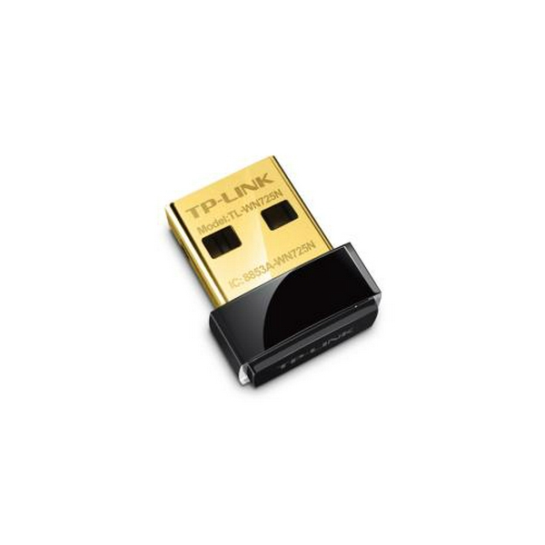 Мережевий адаптер USB TP-LINK TL-WN725N, Black, до 150 Мбит/с, 802.11n, USB 2.0, вбудована антена, ультракомпактний розмір - 3