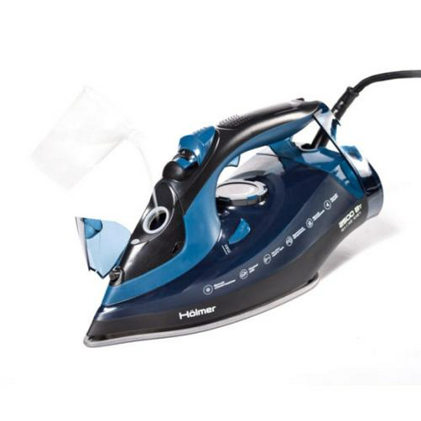 Праска Holmer HIТ-2538, Black/Blue, 2500W, тефлон, паровий удар 130 г/хв, постійна подача пари 30 г/хв, вертикальне відпарювання, очищення від накипу - 2