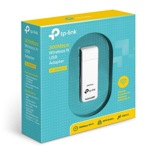 Мережевий адаптер USB TP-LINK TL-WN821N, White, до 300 Мбит/с, 802.11n, WPS, USB 2.0, вбудована антена - 3