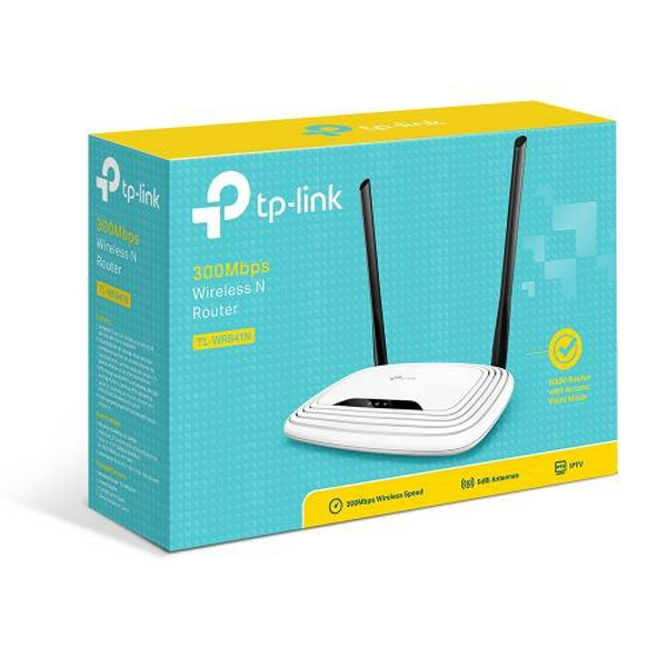 Роутер TP-LINK TL-WR841N, Wi-Fi 802.11b/g/n, до 300 Mb/s, 2.4GHz, 4 LAN 10/100 Mb/s, RJ45 10/100Mb/s (FE), 2 зовнішні не знімні антени - 4