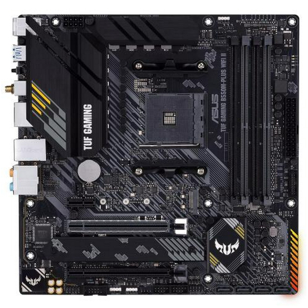 Мат.плата AM4 (B550) Asus TUF GAMING B550M-PLUS WIFI II, B550, 4xDDR4, CrossFire, Int.Video(CPU), 4xSATA3, 2xM.2, 1xPCI-E 16x 4.0, 1xPCI-E 16x 3.0, 1xPCI-E 1x 3.0, ALC S1200A, RTL8125B, WiFi 6, Bluetooth 5.2, 8xUSB3.2/6xUSB2.0, HDMI/DP, MicroATX - 2