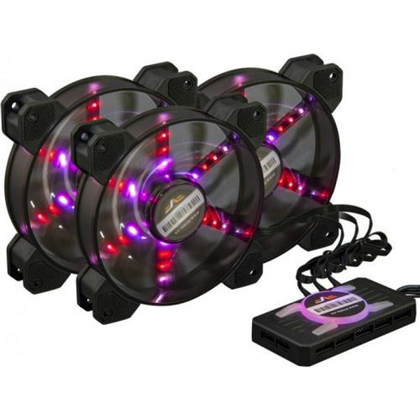 Вентилятор 120 мм, Frime набір RGB-вентиляторів + Fun hub + ДК Frime Iris Flicker KIT, 1200 ±10% об/хв, живлення 6pin, гідродинамічний підшипник, 3х120х120х25 мм (IRISFLICKERKIT)