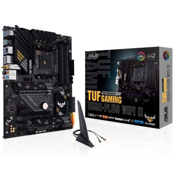 Мат.плата AM4 (B550) Asus TUF GAMING B550-PLUS WIFI II, B550, 4xDDR4, CrossFire, Int.Video(CPU), 6xSATA3, 2xM.2, 1xPCI-E 16x 4.0, 1xPCI-E 16x 3.0, 3xPCI-E 1x 3.0, ALC S1200A, RTL8125B, WiFi 6, Bluetooth 5.2, 7xUSB3.2/4xUSB2.0, HDMI/DP, ATX