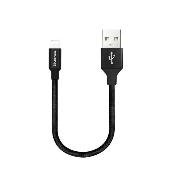 Кабель USB AM - Lightning, 25 см, Black, ColorWay, 2.4A (CW-CBUL048-BK) - 2