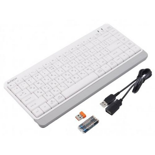 Клавіатура бездротова A4Tech FBK11 "Fstyler", White/Grey, Bluetooth / USB 2.4GHz, компактний розмір, 12 мультимедійних кнопок, захист від бризок, до 4-х пристроїв, 2xAAA, UA/RU/US - 2