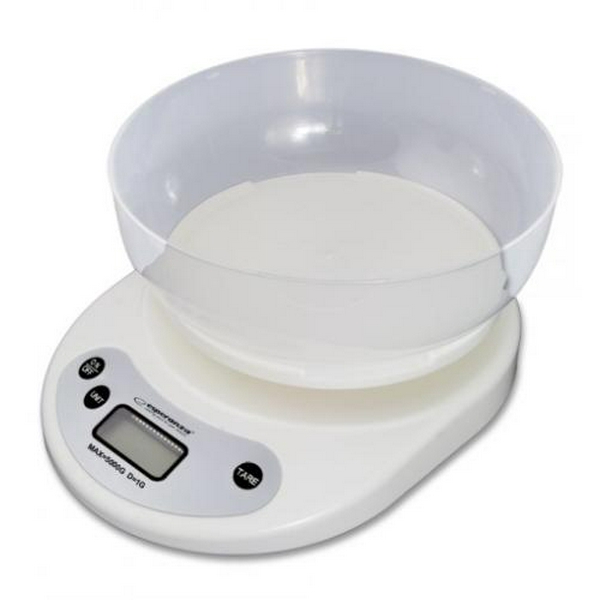 Ваги кухонні Esperanza EKS007 Coconut, White, до 5 кг, чаша для зважування, 2xAA