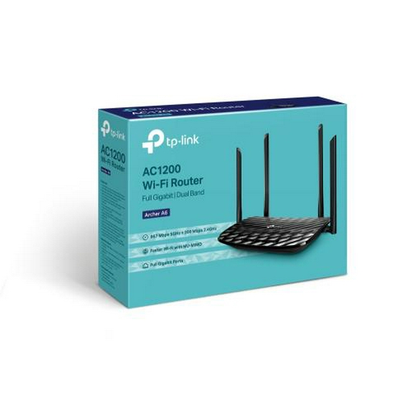 Роутер TP-LINK Archer A6, Wi-Fi 802.11a/b/g/n/ac, до 867 Mb/s, 2.4/5GHz, 4 LAN 100/1000 Mb/s, RJ45 100/1000Mb/s (FE) - 4