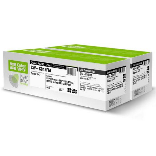 Картридж Canon 047, Black, LBP-112, MF-112/113, 1600 стор, ColorWay, Dual Pack (CW-C047FM)