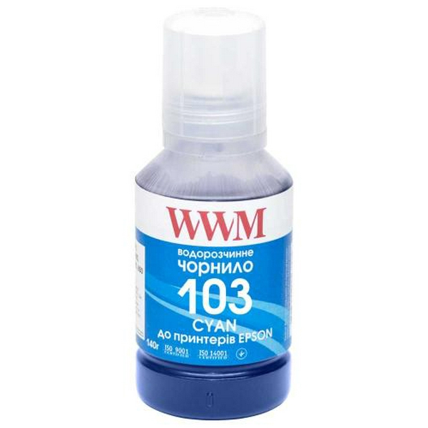 Чорнило WWM Epson 103, Cyan, L3100/L3150/L3160/L3200/L3250/L3260/L3550/L5190, 140 мл, водорозчинне (E103C)