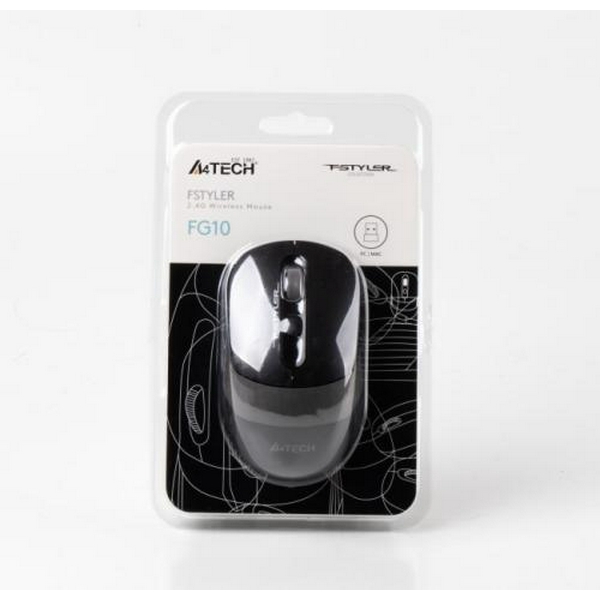 Миша A4Tech Fstyler FG10 2000dpi Black+Grey, USB, Wireless - 6
