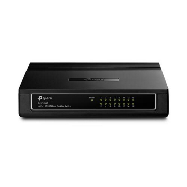 Комутатор TP-LINK TL-SF1016D, Black, 16-портовий, 10/100 Мбіт/с, некерований, пластиковий корпус