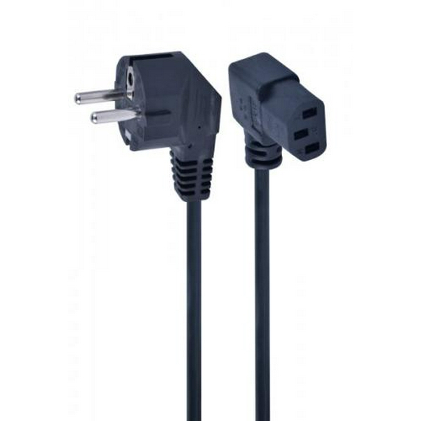 Кабель живлення від мережі PC-186, Black, 1.5 м, Cablexpert, CEE 7/7 - IEC C13, 3x1 мм², кутовий роз'єм (PC-186A-VDE1B-1.5M)