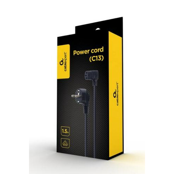 Кабель живлення від мережі PC-186, Black, 1.5 м, Cablexpert, CEE 7/7 - IEC C13, 3x1 мм², кутовий роз'єм (PC-186A-VDE1B-1.5M) - 2