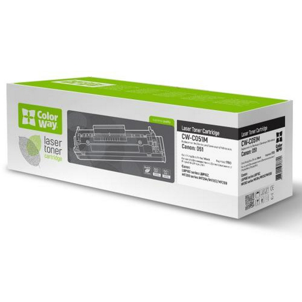 Картридж Canon 051, Black, LBP162, MF264/267/269, 1700 стор, ColorWay (CW-C051M)