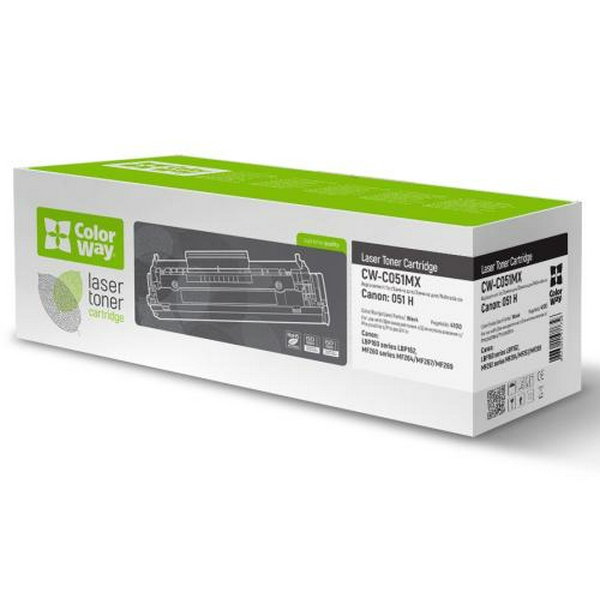 Картридж Canon 051H, Black, LBP162, MF264/267/269, 4100 стор, ColorWay (CW-C051MX)