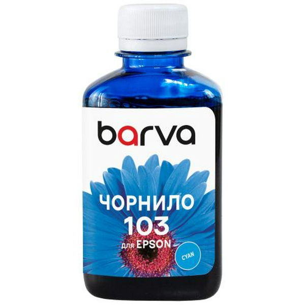 Чорнило Barva Epson 103, Cyan, для L1110/L3100/L3200/L3150/L3250/L3550/L5190/L5590, 180 мл, водорозчинне (E103-696)