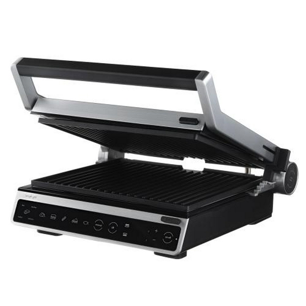 Електрогриль Ardesto GK-STC20, Black/Silver, 2000W, сенсорне керування, регулювання ступеню прожарювання, знімні пластини