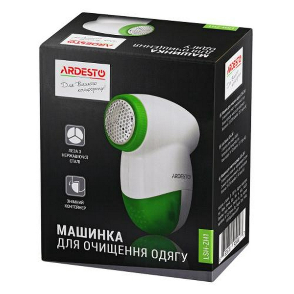 Тример для тканини Ardesto LSH-ZH1, White/Green, прозорий сміттєвий бак, 2xAA - 5