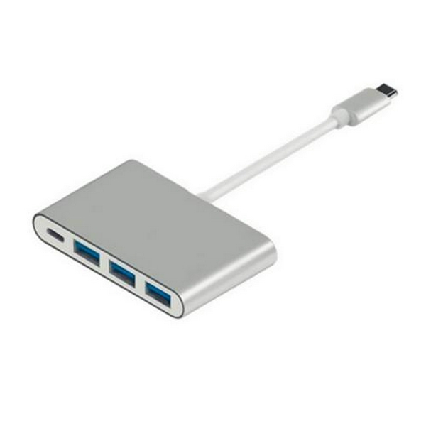 Хаб USB Atcom "4-in-1", Silver, Type-C 3.1 - 1xType-C 3.0 / 3xUSB 3.0, кабель 10 см, алюмінієвий корпус (12808)