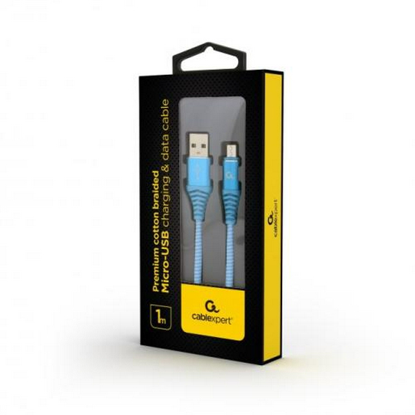 Кабель USB 2.0 AM - microUSB (5P), 1 м, Blue, Cablexpert, 2.1A (CC-USB2B-AMmBM-1M-VW) - 2