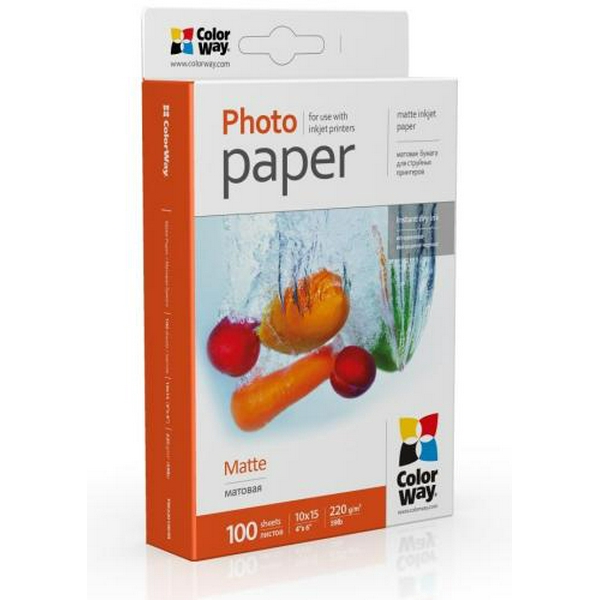 Фотопапір ColorWay, матовий, A6 (10x15), 220 г/м², 100 арк (PM2201004R)