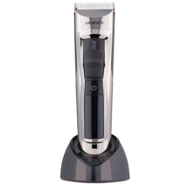 Машинка для стрижки Ardesto HC-Y30-DBS, Black/Grey, 2.4W, живлення мережа/акумулятор, кількість установок довжини 11, 6 насадок, леза з нерж. сталі/кераміки, LED-дисплей - 4