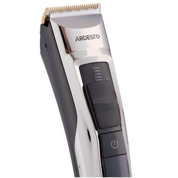 Машинка для стрижки Ardesto HC-Y30-DBS, Black/Grey, 2.4W, живлення мережа/акумулятор, кількість установок довжини 11, 6 насадок, леза з нерж. сталі/кераміки, LED-дисплей - 5