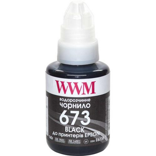 Чорнило WWM Epson L800/L805/L810/L850/L1800, Black, 140 мл, водорозчинне (E673B)