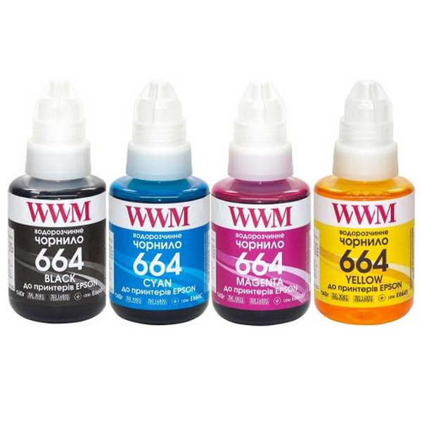 Комплект чорнил WWM Epson L100/120/200/300/350/3100, 4x140 мл (E664SET4)