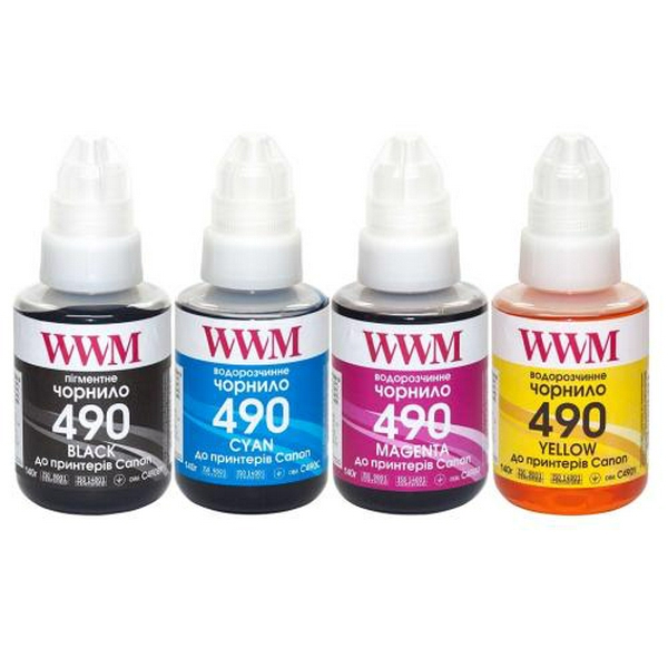 Комплект чорнил WWM Canon G1400/G2400/G3400, 4x140 мл (C490SET4)