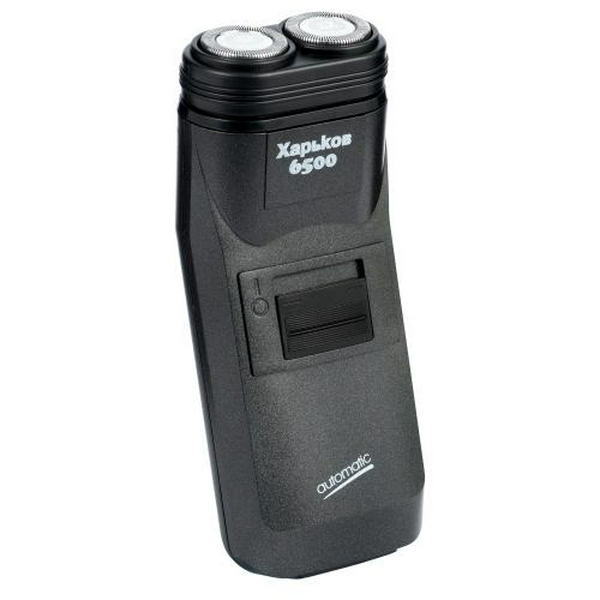 Електробритва Харків Х-6500, Black, 5W, роторна, сухе гоління, 2 головки для гоління, одинарне лезо, живлення від мережі, тример для скронь, механічна кнопка включення