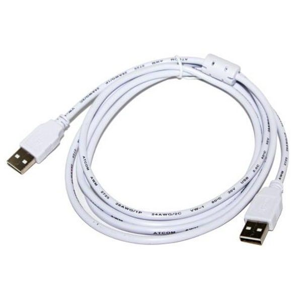 Кабель USB 2.0 AM - USB AM, 1.8 м, White, Atcom (16614)