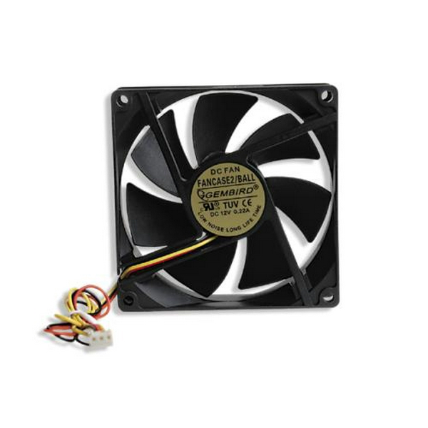 Вентилятор 92 мм, Gembird FANCASE2/BALL, Black, 92x92x25 мм, 2800 rpm, 22.8 дБ(А), 3-pin, кульковий підшипник