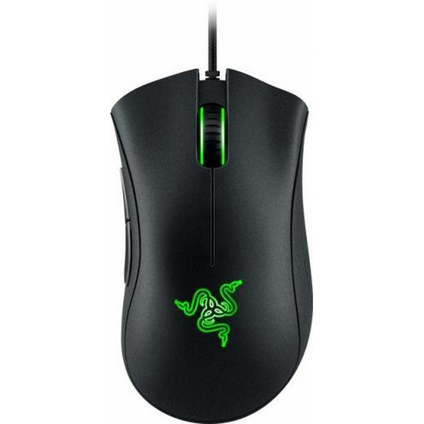 Миша Razer DeathAdder Essential, Black, USB, оптична, до 6400 dpi, до 220 IPS, 5 програмованих кнопок, зелене LED підсвічування, 2.1 м (RZ01-03850100-R3M1)