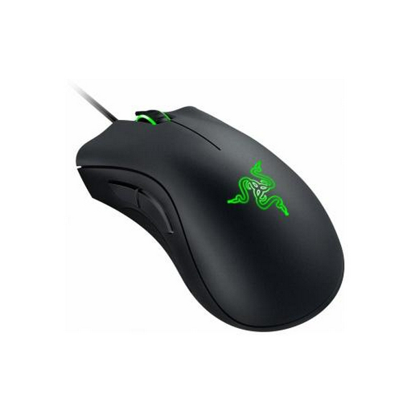 Миша Razer DeathAdder Essential, Black, USB, оптична, до 6400 dpi, до 220 IPS, 5 програмованих кнопок, зелене LED підсвічування, 2.1 м (RZ01-03850100-R3M1) - 2
