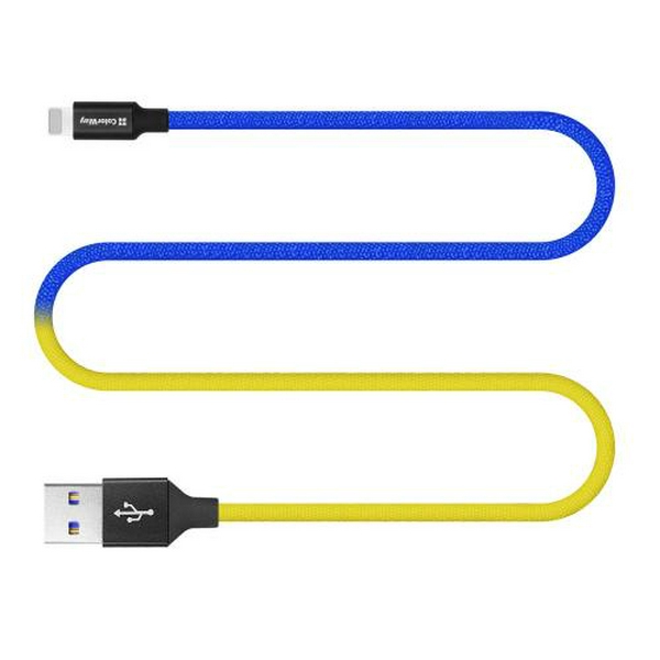Кабель USB AM - Lightning, 1 м, Yellow/Blue, ColorWay, 2.4A (CW-CBUL052-BLY) - 3